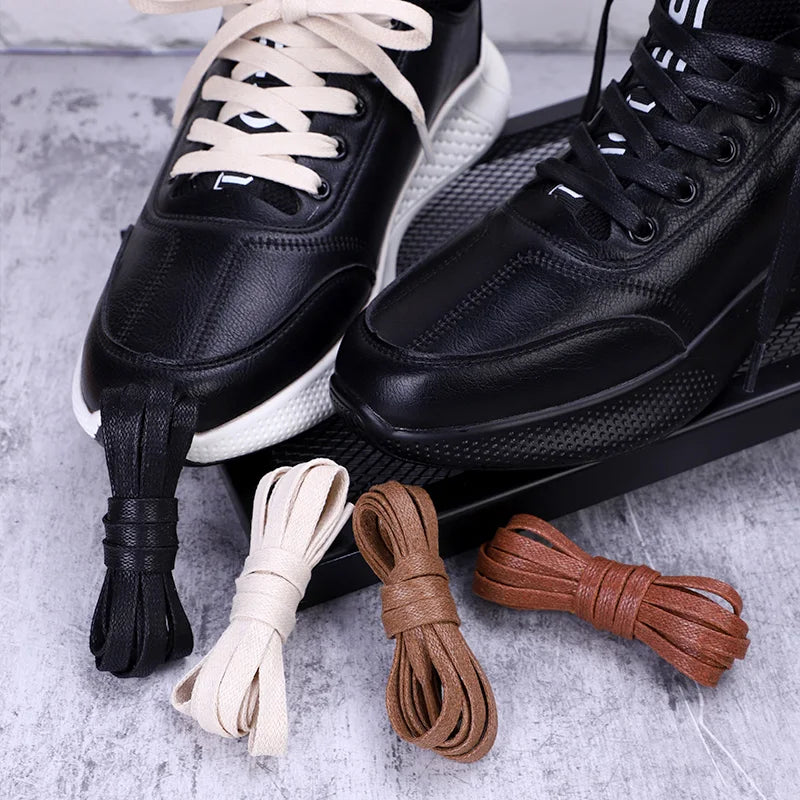 1Pair Waxed Cotton Flat Shoelaces Waterproof Rope Shoelace Boots Sneakers Casual  Shoelace Leather Shoes Laces Diameter 0.8cm Length 70cm/90cm/120cm/150cm