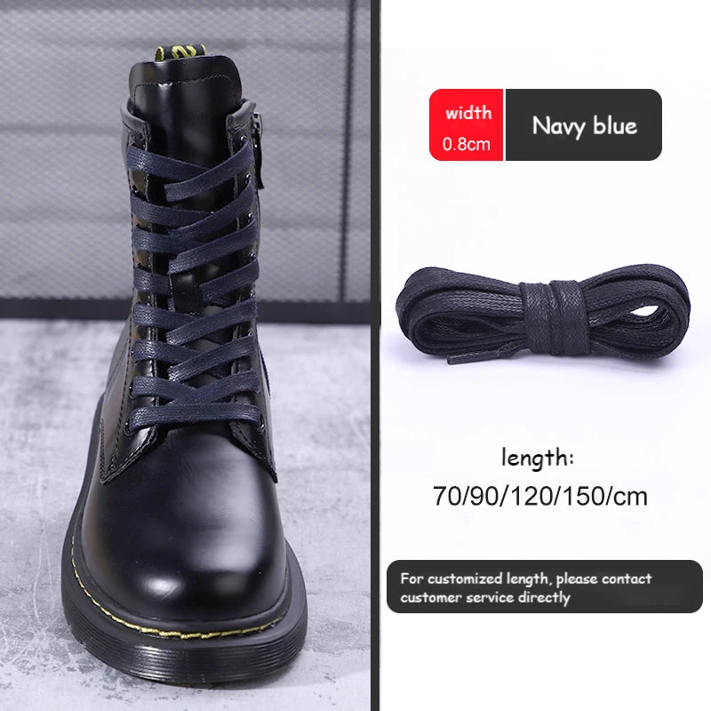 1Pair Waxed Cotton Flat Shoelaces Waterproof Rope Shoelace Boots Sneakers Casual  Shoelace Leather Shoes Laces Diameter 0.8cm Length 70cm/90cm/120cm/150cm