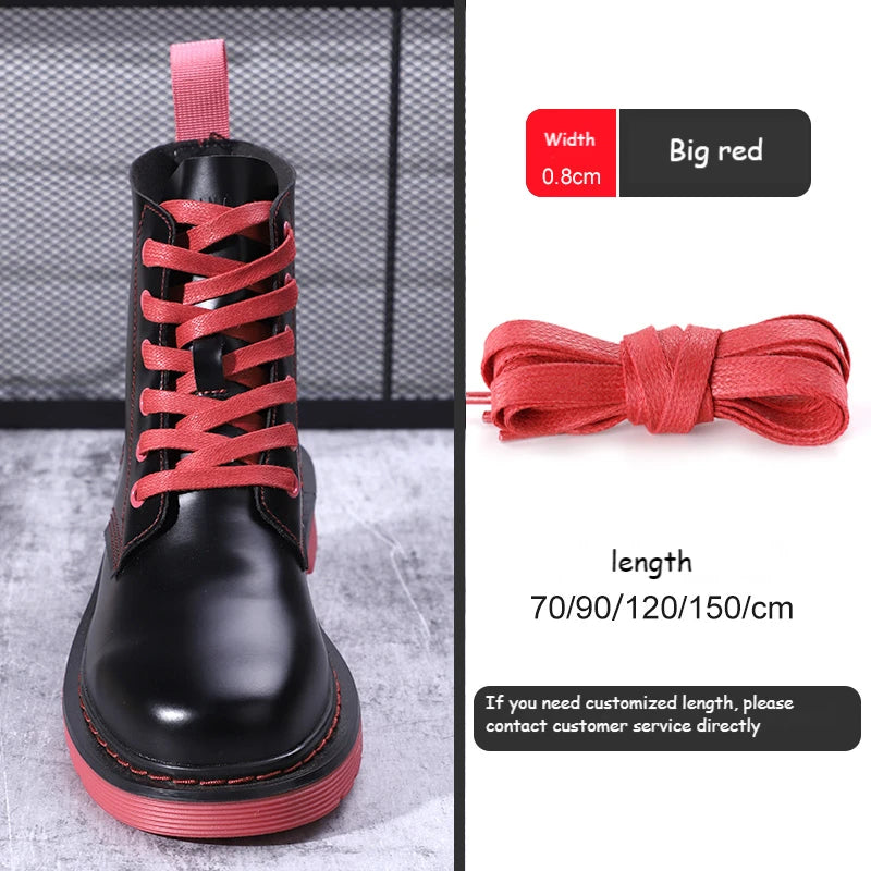 1Pair Waxed Cotton Flat Shoelaces Waterproof Rope Shoelace Boots Sneakers Casual  Shoelace Leather Shoes Laces Diameter 0.8cm Length 70cm/90cm/120cm/150cm