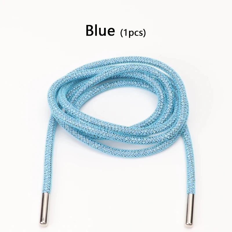 1Pair Luxury Rhinestone Shoelaces Colorful Diamond Casual Shoes Laces Round Rope Shoelace Diameter 0.4cm Length 120cm/140cm/160cm