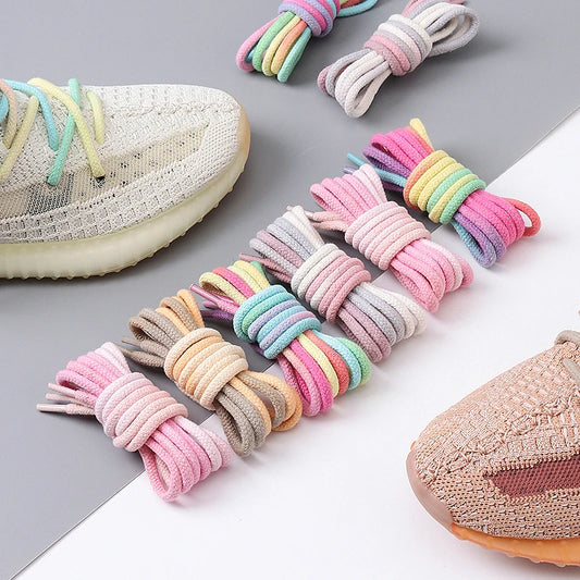 1Pair Round Shoelaces Rainbow Rope Shoelace Sneakers Casual Shoes Laces Shoes Accessories Diameter 0.45cm Length: 80cm/100cm/120cm/140cm/160cm