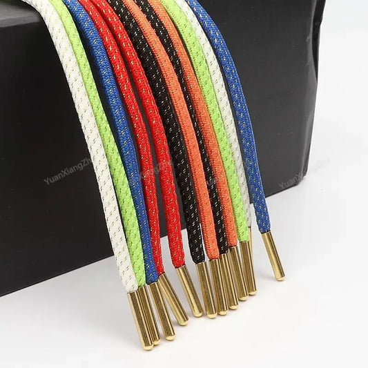 1Pair Round Shoelaces Casual Shoes Laces Gold Wire Metal Head Rope Shoelace Diameter 0.45cm Length 100cm/120cm/140cm/160cm