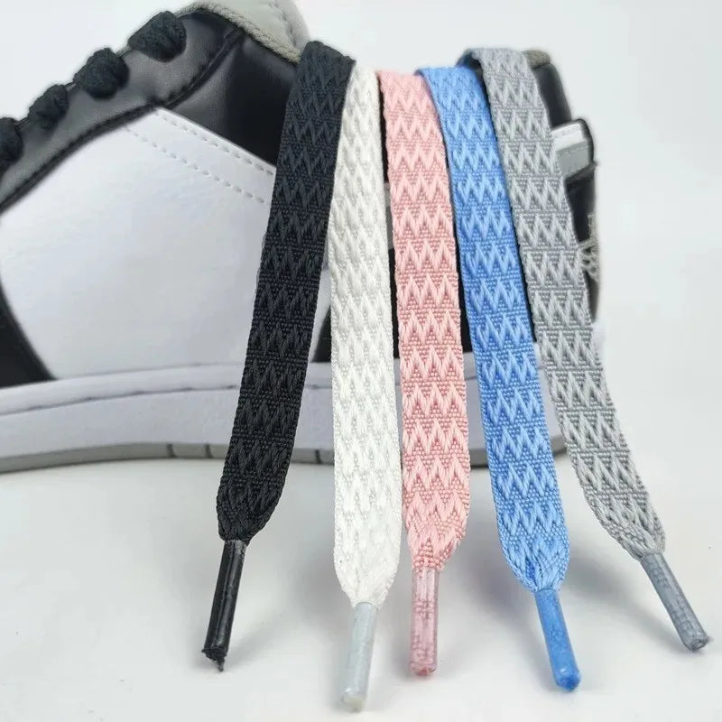 1Pair Fashion Checkered Pattern Shoelaces Width 1.5CM Flat Laces for Sneakers Kids Adult Running Shoes Accessories Rope Shoelace 120/140/160CM