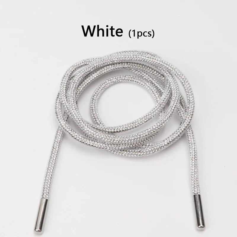 1Pair Luxury Rhinestone Shoelaces Colorful Diamond Casual Shoes Laces Round Rope Shoelace Diameter 0.4cm Length 120cm/140cm/160cm