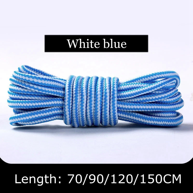 1Pair Round Shoelaces Striped Double Color Sneakers Boots Laces for Shoes Quality Rope Shoelace Diameter 0.4cm Length 70cm/90cm/120cm/150cm