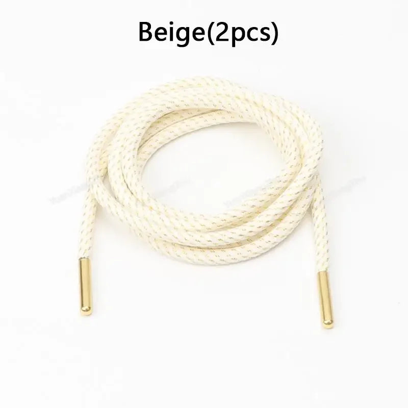 1Pair Round Shoelaces Casual Shoes Laces Gold Wire Metal Head Rope Shoelace Diameter 0.45cm Length 100cm/120cm/140cm/160cm