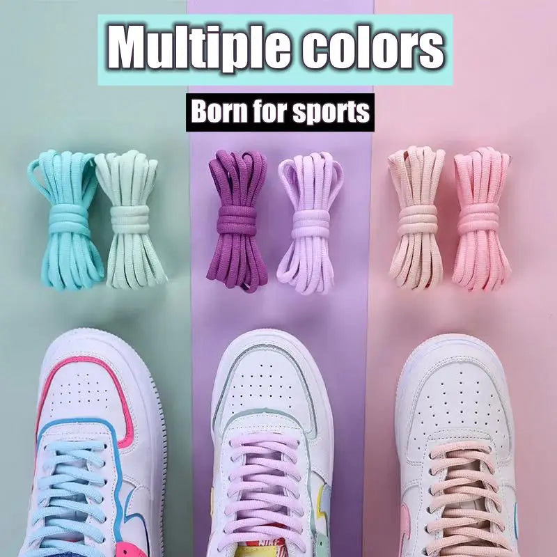 1Pair Semicircle Shoelaces Basketball Tennis Sneakers Casual Shoes Laces Non-Slip Rope Shoelace Diameter 0.65cm Length 100cm/120cm/140cm/160cm/180cm