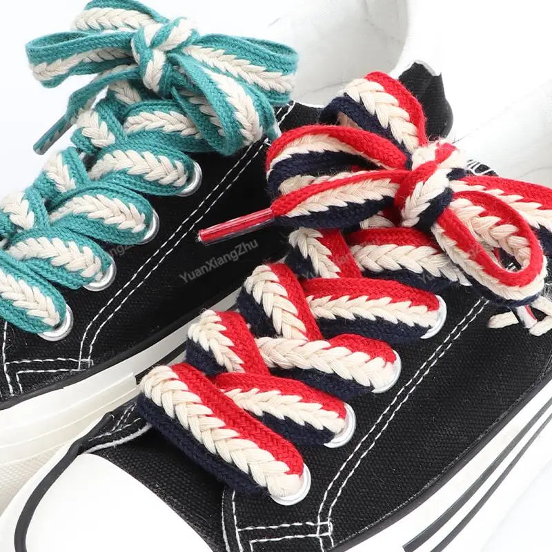 1Pair Fashion Wheat Shoelaces Sneakers Flat Shoelace Brand Cotton Laces for Shoes Widen 1.5cm 100cm/120cm140cm/160cm Shoestrings