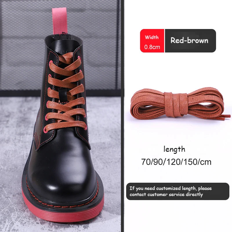 1Pair Waxed Cotton Flat Shoelaces Waterproof Rope Shoelace Boots Sneakers Casual  Shoelace Leather Shoes Laces Diameter 0.8cm Length 70cm/90cm/120cm/150cm