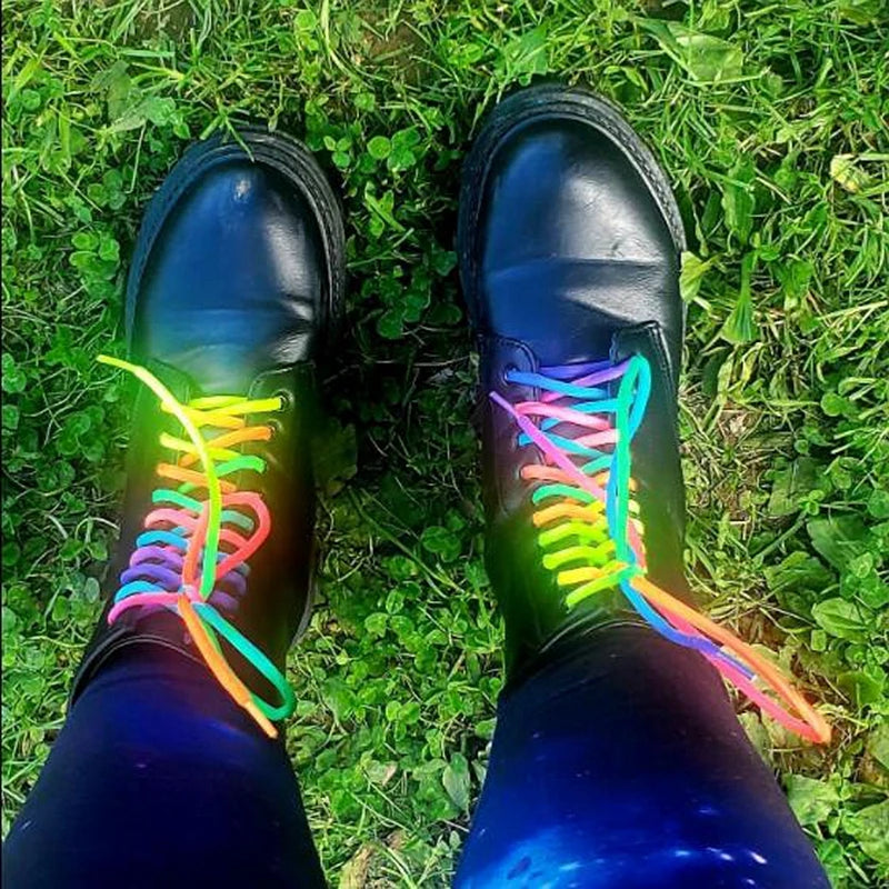 1Pair Fashion Rainbow Shoelaces Round Rope Laces for Shoes Colorful Shoe laces Sneakers Casual Shoes Shoelace Diameter 0.4cm Length 120CM 140CM