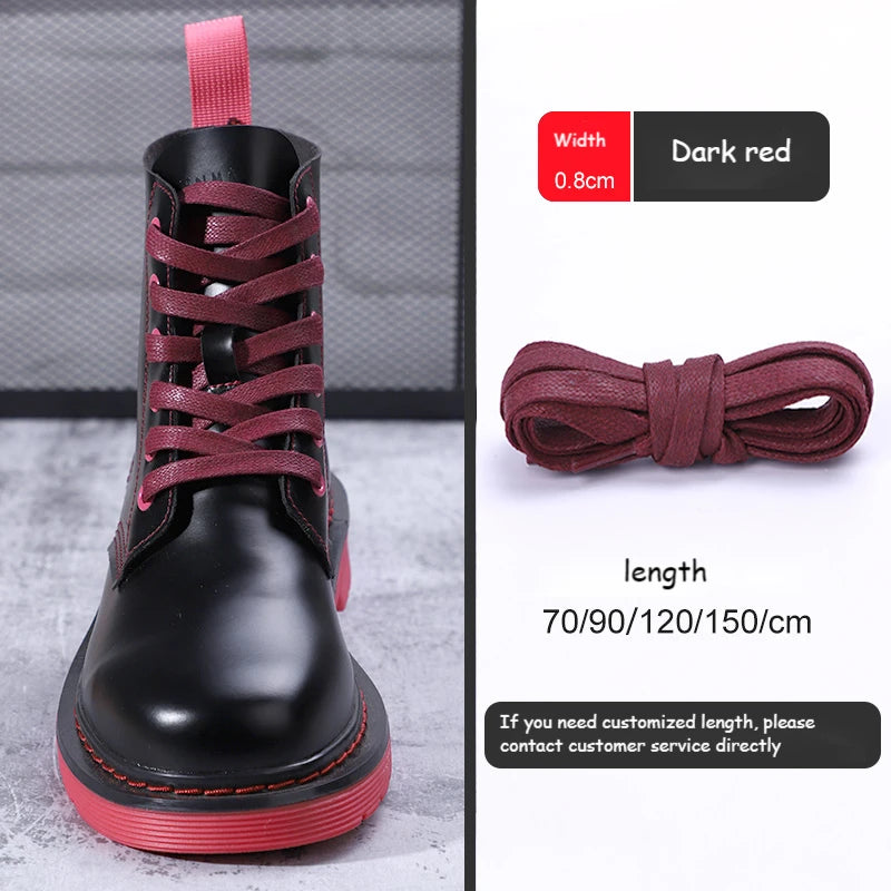 1Pair Waxed Cotton Flat Shoelaces Waterproof Rope Shoelace Boots Sneakers Casual  Shoelace Leather Shoes Laces Diameter 0.8cm Length 70cm/90cm/120cm/150cm