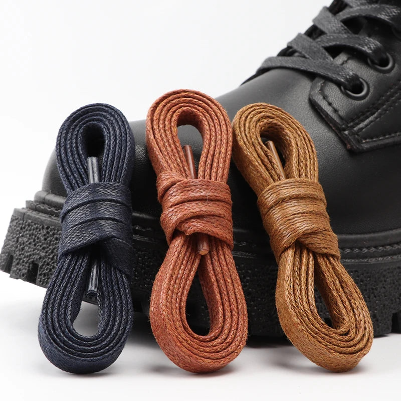 1Pair Cotton Waxed Flat Shoelaces Waterproof Rope Shoelace Boots Oxford Leather Shoes Laces Diameter 0.7cm Length 60cm/80cm/100cm/120cm/140cm/160cm/180cm