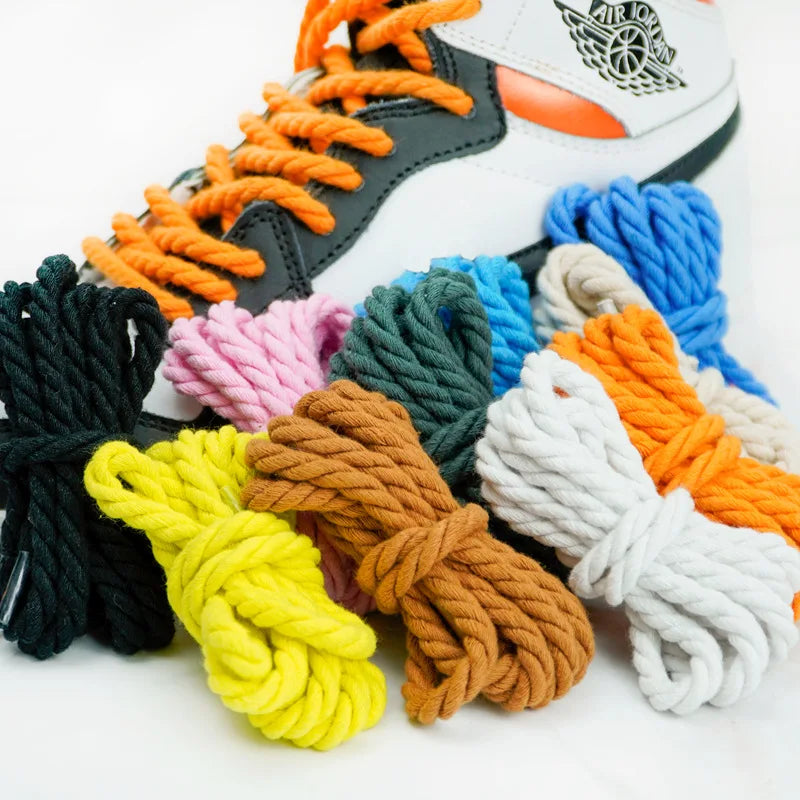 1Pair Round Shoelaces Twisted Rope Shoelace Sneakers Boots Casual Shoes Laces Shoes Accessories Diameter 0.6cm Length: 120cm/140cm/160cm