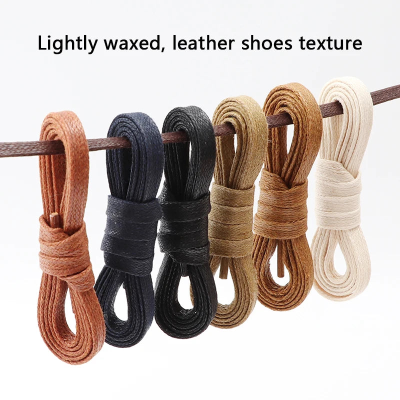 1Pair Cotton Waxed Flat Shoelaces Waterproof Rope Shoelace Boots Oxford Leather Shoes Laces Diameter 0.7cm Length 60cm/80cm/100cm/120cm/140cm/160cm/180cm