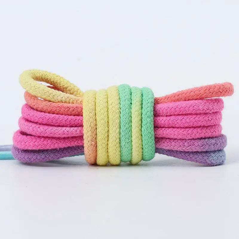 1Pair Round Shoelaces Rainbow Rope Shoelace Sneakers Casual Shoes Laces Shoes Accessories Diameter 0.45cm Length: 80cm/100cm/120cm/140cm/160cm