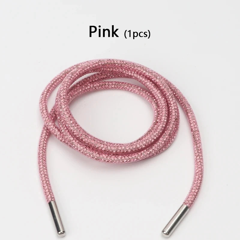 1Pair Luxury Rhinestone Shoelaces Colorful Diamond Casual Shoes Laces Round Rope Shoelace Diameter 0.4cm Length 120cm/140cm/160cm