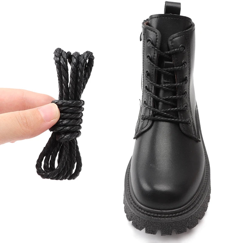 1Pair Leather Shoes Laces Round Rope Shoelaces Waterproof Waxed Cotton Shoelace Oxford Boots Laces for Shoes Diameter 0.35cm Length 70cm/90cm/120cm/150cm