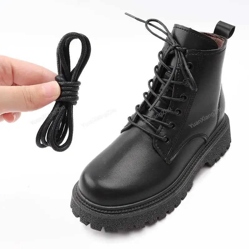 1Pair Waterproof Round Shoelaces Cotton Waxed Rope Shoelace Boots Oxford Leather Shoes Laces Diameter 0.25cm Length 60cm/80cm/100cm/120cm/140cm/160cm/180cm