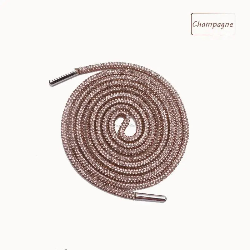 1Pair Luxury Rhinestone Shoelaces Rainbow Diamond Casual Shoes Laces Round Rope Shoelace Diameter 0.4cm Length 100cm/120cm/140cm/160cm