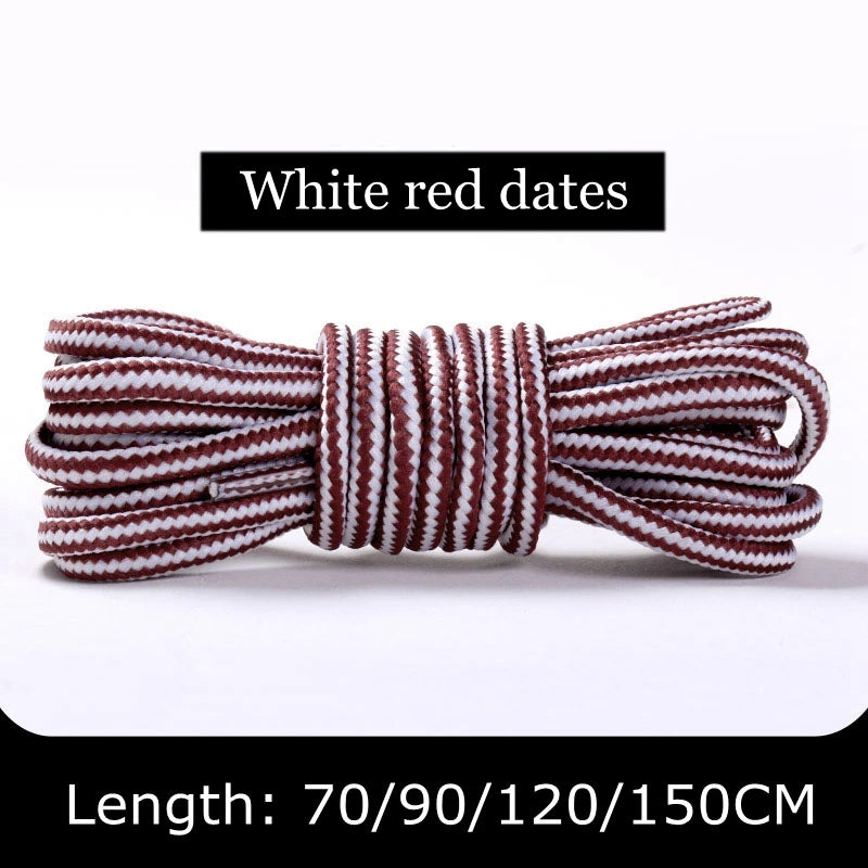 1Pair Round Shoelaces Striped Double Color Sneakers Boots Laces for Shoes Quality Rope Shoelace Diameter 0.4cm Length 70cm/90cm/120cm/150cm