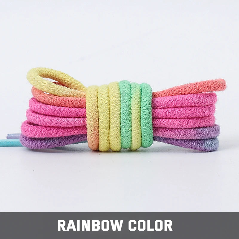 1Pair Round Shoelaces Rainbow Rope Shoelace Sneakers Casual Shoes Laces Shoes Accessories Diameter 0.45cm Length: 80cm/100cm/120cm/140cm/160cm