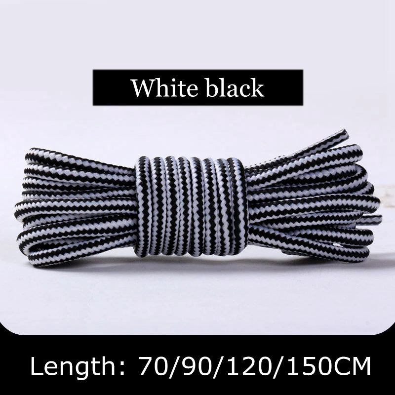 1Pair Round Shoelaces Striped Double Color Sneakers Boots Laces for Shoes Quality Rope Shoelace Diameter 0.4cm Length 70cm/90cm/120cm/150cm