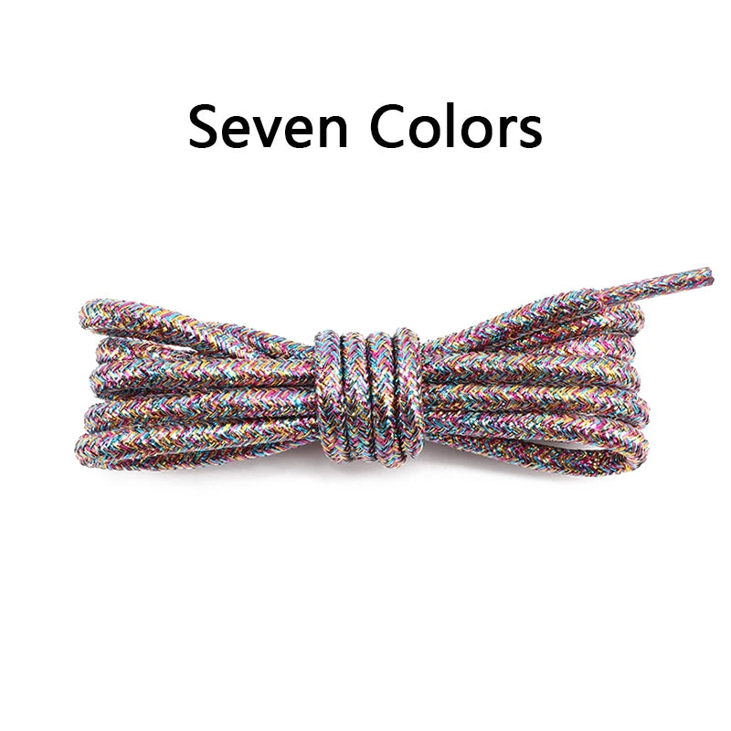 1Pair Colorful Round Shoelaces Fashion Glitter Shoe laces Running Sneakers Laces Rope Shoelace for Shoes Diameter 0.3cm Length: 100cm/120cm/140cm/160cm/180CM