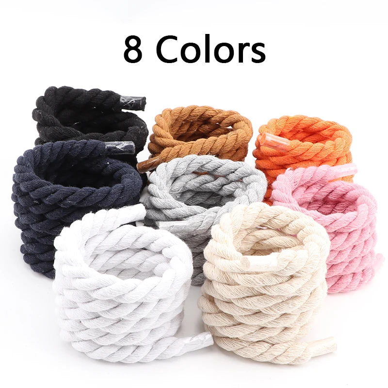 1Pair Round Shoelaces Colorful Quality Cotton Shoelace Sneakers Boots Laces Rope Shoe laces Diameter 0.8cm Length: 100cm/120cm/140cm/160CM