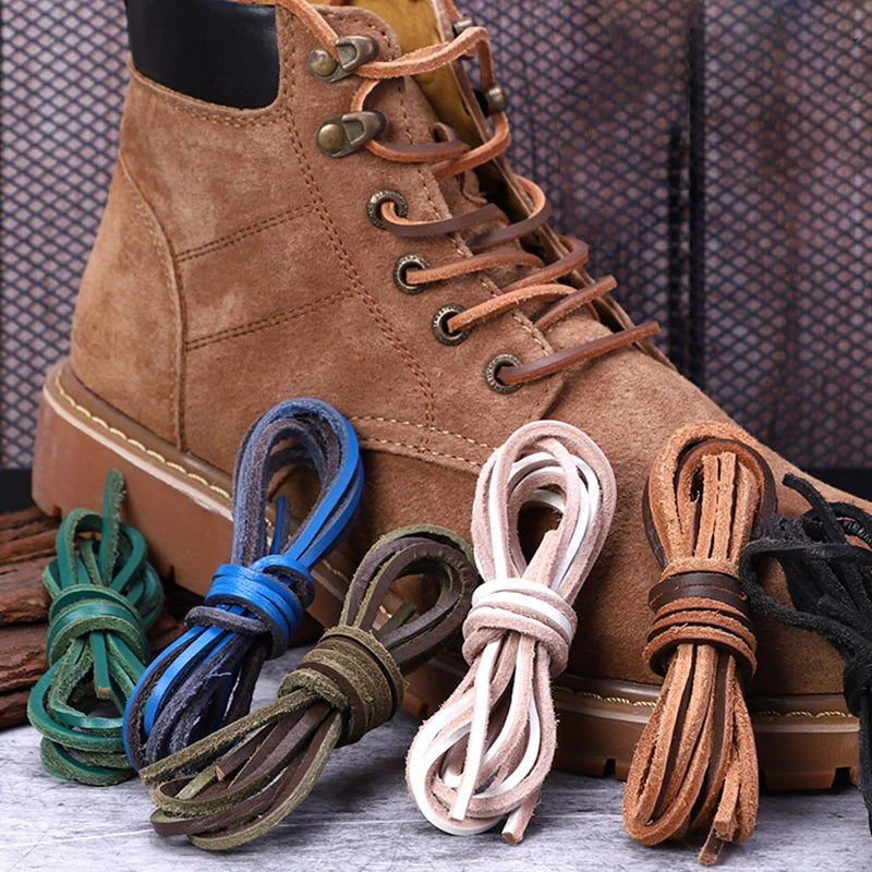 1Pair Cowhide Shoelaces Square Boat Shoe laces Martin Boots Casual Leather Shoes Laces Diameter 0.3cm Length 60cm/80cm/100cm/120cm/140cm/160cm