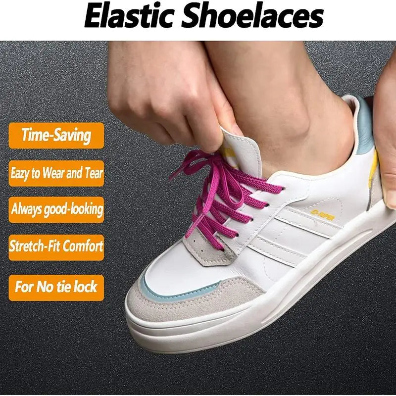 1Pair Elastic Shoelaces Sneakers Casual Flat Laces width 0.6cm length 80cm/100cm/120cm/140cm/160cm Rubber Shoelace