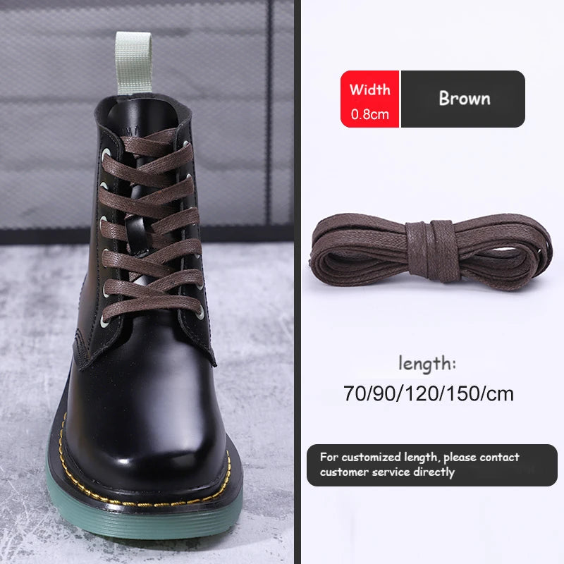 1Pair Waxed Cotton Flat Shoelaces Waterproof Rope Shoelace Boots Sneakers Casual  Shoelace Leather Shoes Laces Diameter 0.8cm Length 70cm/90cm/120cm/150cm