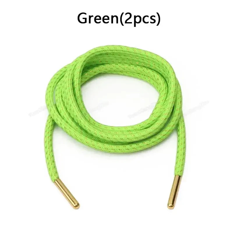 1Pair Round Shoelaces Casual Shoes Laces Gold Wire Metal Head Rope Shoelace Diameter 0.45cm Length 100cm/120cm/140cm/160cm