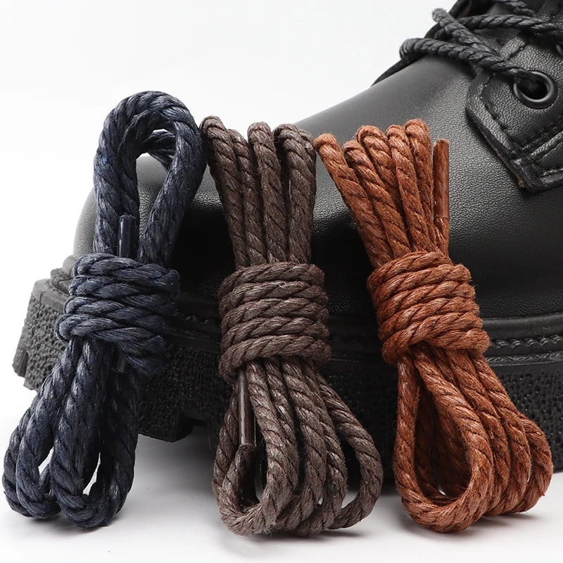 1Pair Leather Shoes Laces Round Rope Shoelaces Waterproof Waxed Cotton Shoelace Oxford Boots Laces for Shoes Diameter 0.35cm Length 70cm/90cm/120cm/150cm