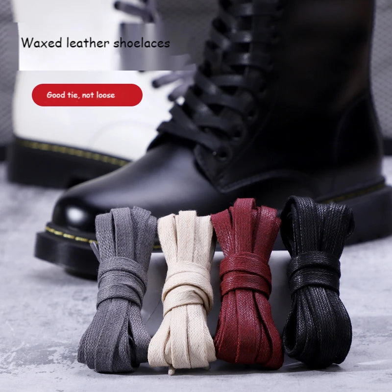 1Pair Waxed Cotton Flat Shoelaces Waterproof Rope Shoelace Boots Sneakers Casual  Shoelace Leather Shoes Laces Diameter 0.8cm Length 70cm/90cm/120cm/150cm