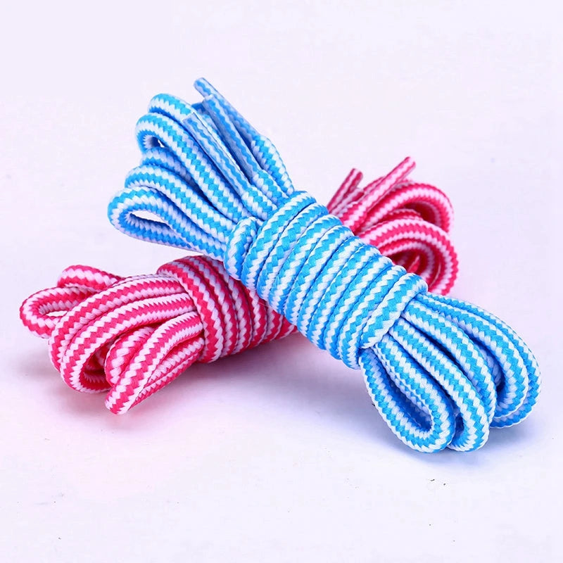 1Pair Round Shoelaces Striped Double Color Sneakers Boots Laces for Shoes Quality Rope Shoelace Diameter 0.4cm Length 70cm/90cm/120cm/150cm