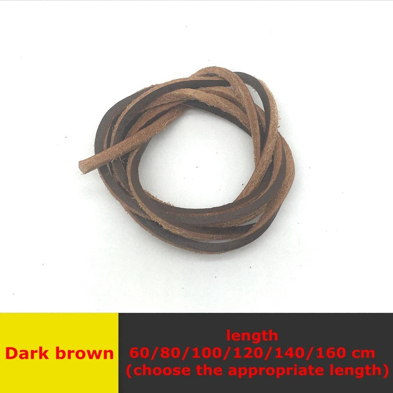 1Pair Cowhide Shoelaces Square Boat Shoe laces Martin Boots Casual Leather Shoes Laces Diameter 0.3cm Length 60cm/80cm/100cm/120cm/140cm/160cm