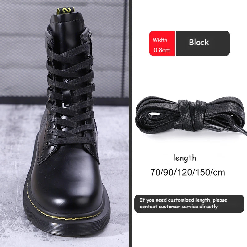 1Pair Waxed Cotton Flat Shoelaces Waterproof Rope Shoelace Boots Sneakers Casual  Shoelace Leather Shoes Laces Diameter 0.8cm Length 70cm/90cm/120cm/150cm