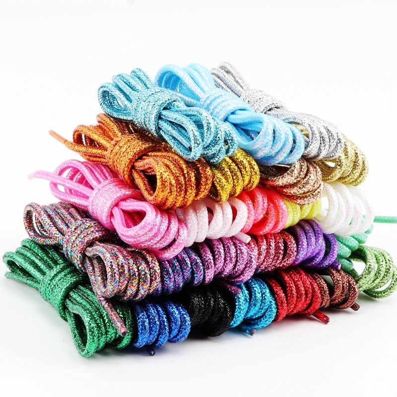 1Pair Colorful Round Shoelaces Fashion Glitter Shoe laces Running Sneakers Laces Rope Shoelace for Shoes Diameter 0.3cm Length: 100cm/120cm/140cm/160cm/180CM