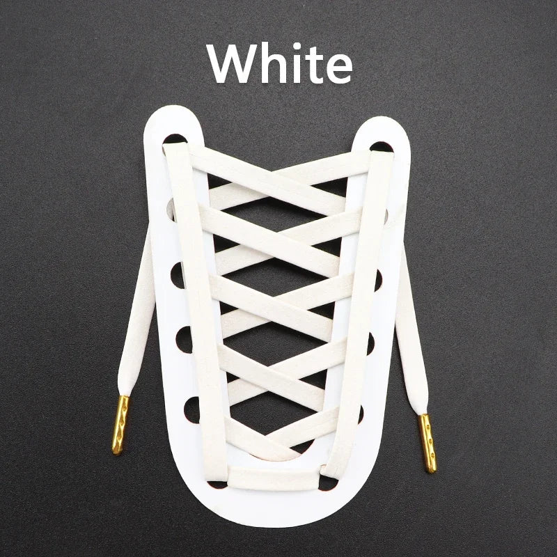 1Pair Luxury Faux Leather Flat Shoelaces Quality Metal Head Rope Shoelace Boots Sneakers Casual Shoes Laces Diameter 0.7cm Length 80cm/100cm/120cm/140cm/160cm