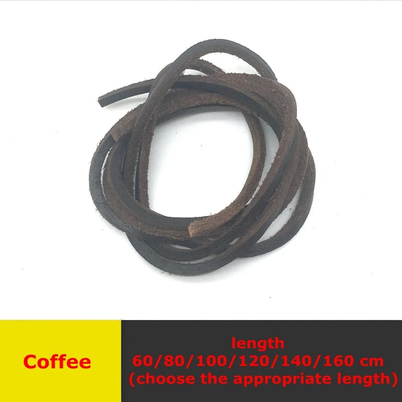 1Pair Cowhide Shoelaces Square Boat Shoe laces Martin Boots Casual Leather Shoes Laces Diameter 0.3cm Length 60cm/80cm/100cm/120cm/140cm/160cm