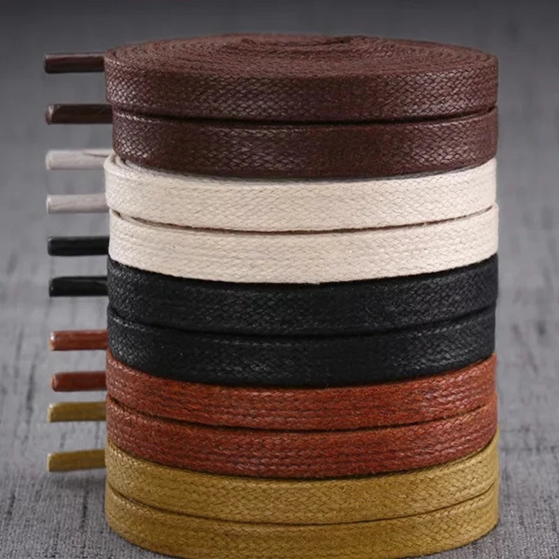 1Pair Cotton Waxed Flat Shoelaces Waterproof Rope Shoelace Boots Oxford Leather Shoes Laces Diameter 0.7cm Length 60cm/80cm/100cm/120cm/140cm/160cm/180cm